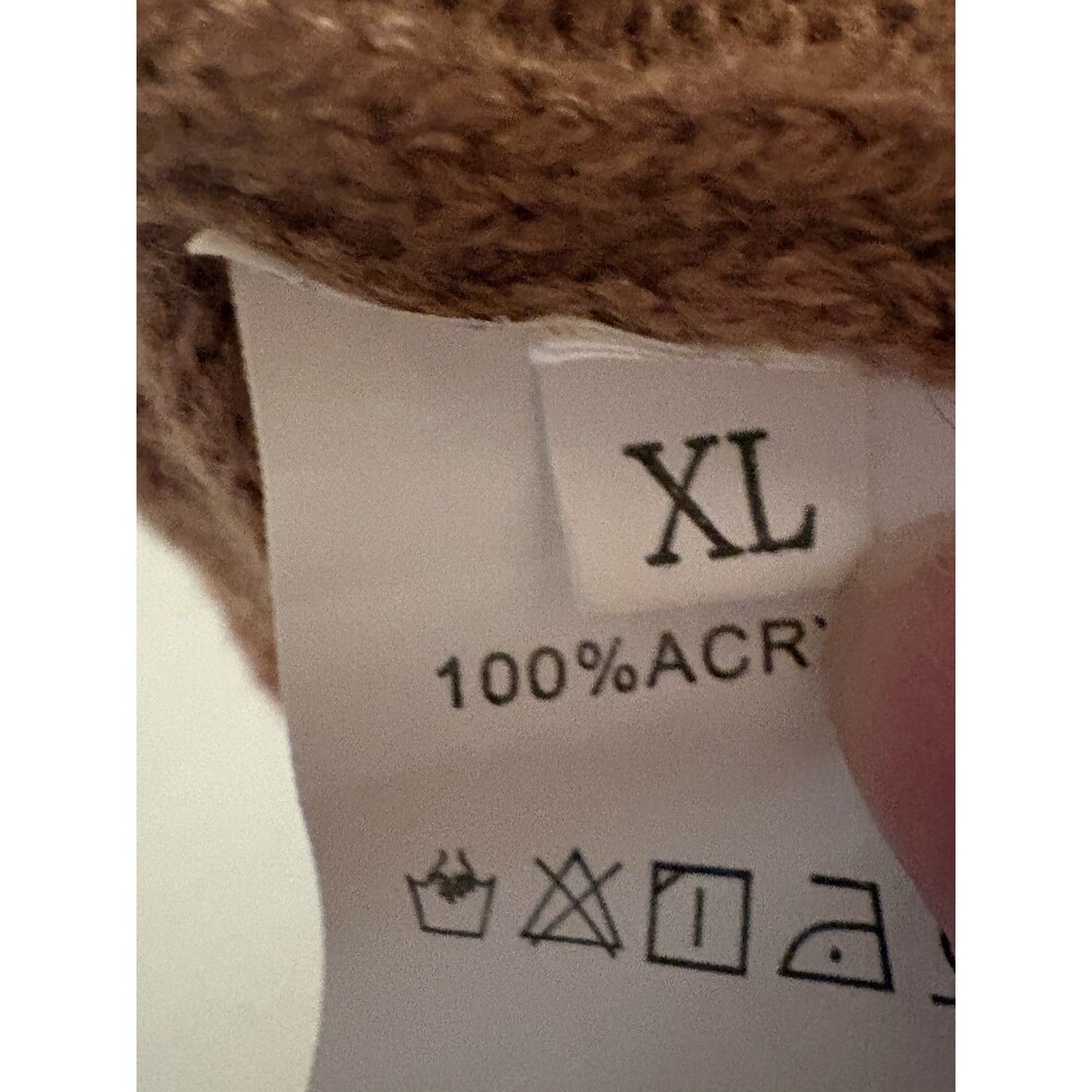 XL Sweater Vest Brown Knit Boho V-Neck Sleeveless Cardigan Preppy Runs Small IMO - Picture 3 of 5